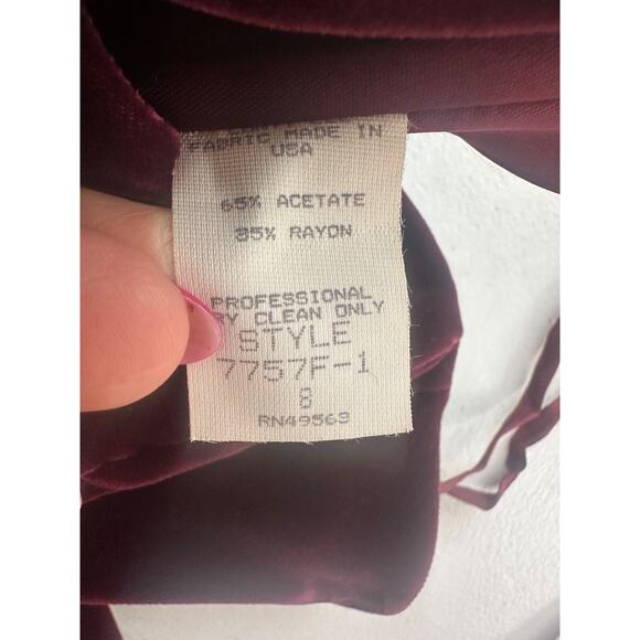 Vintage 80s Victor Costa Burgundy Velvet Strapless Cocktail Dress - Picture 11 of 14